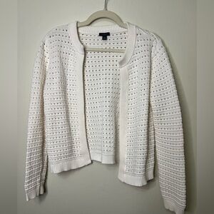 Ann‎ Taylor Cream Open-Knit Cardigan 100% cotton
